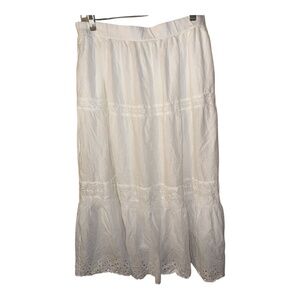 Trovata Birds Of Paradise White Eyelet Maxi Skirt L Boho Prairie